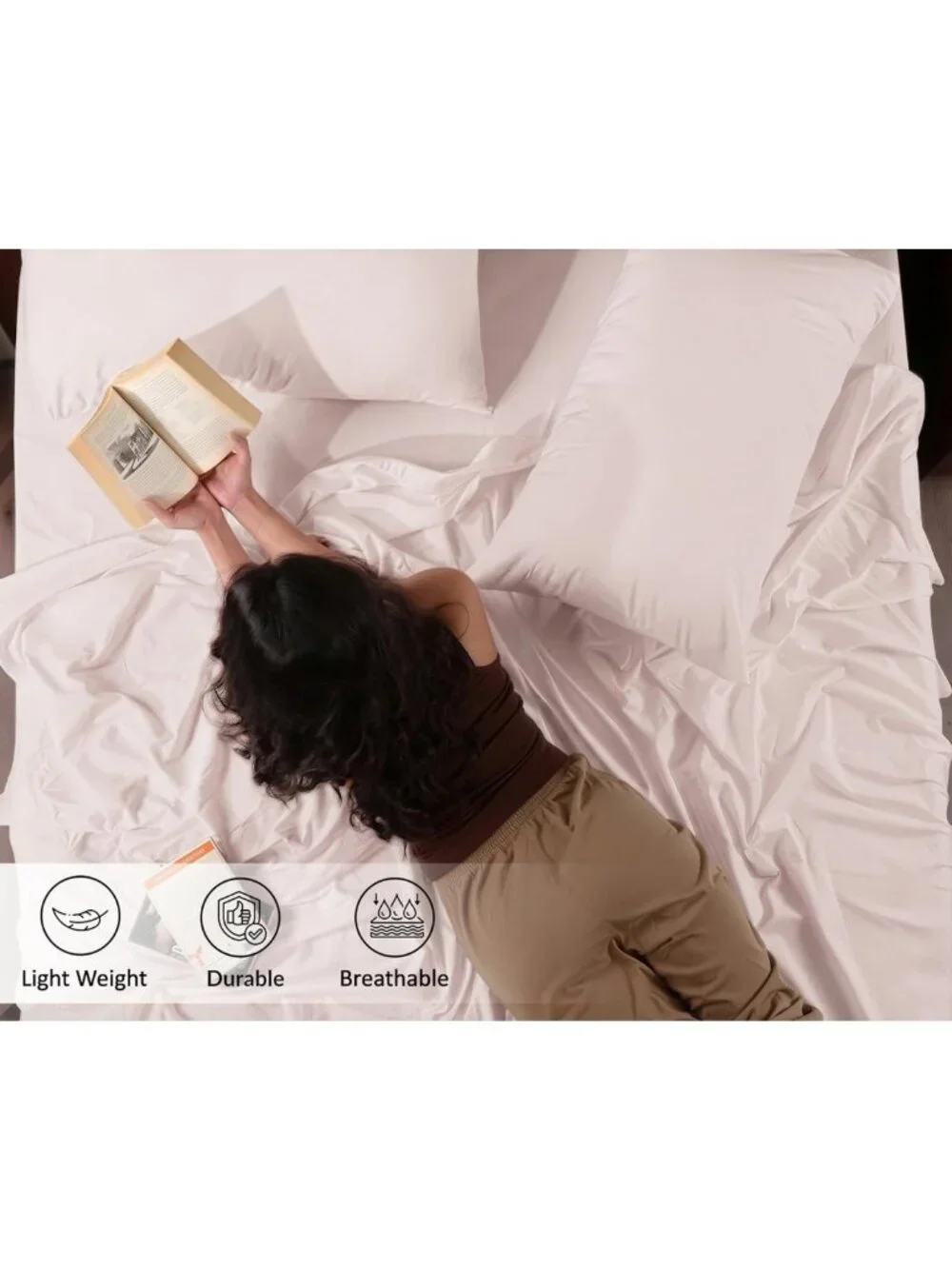 Queen Size 6-Piece Cotton Percale Sheet Set - Blush Pink, Cooling, Deep Pocket